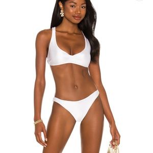 Superdown Addison twist bikini top AND bottom white both size S
